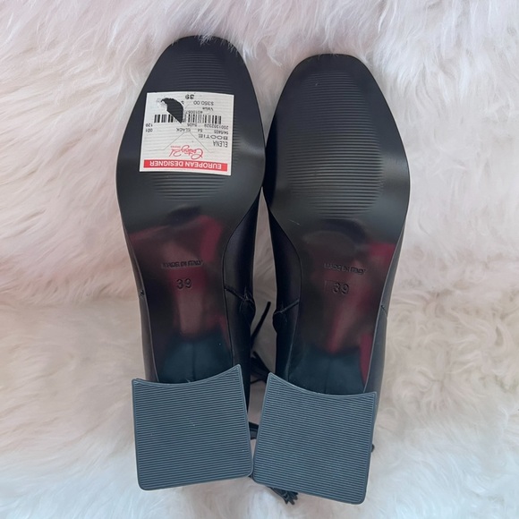 New! ELENA Square Heel Ankle Leather Booties - Picture 7 of 8